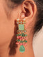 Aafizah Mint Green & Pink Gold Plated Choker Kundan Set