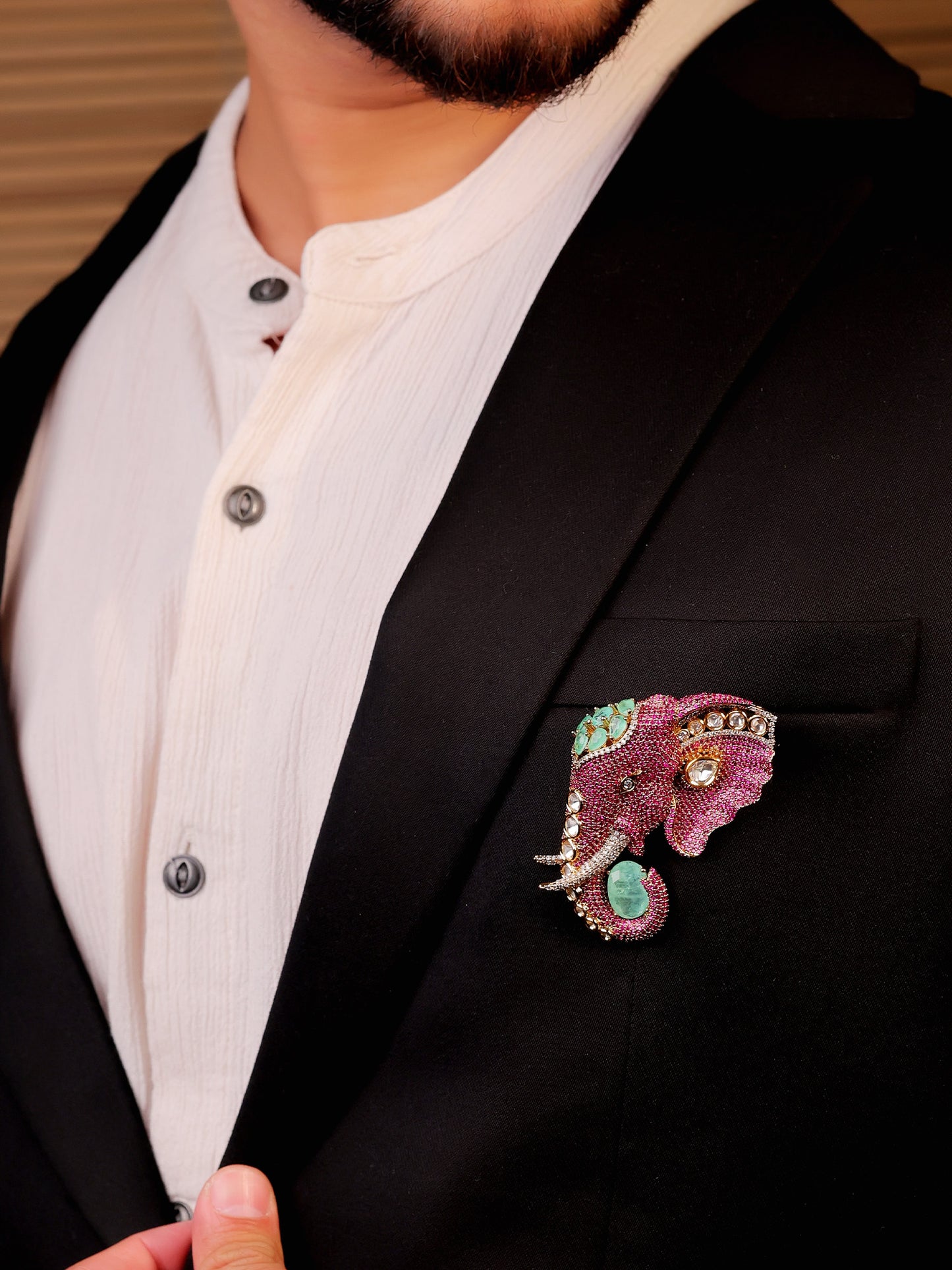Atharv Ruby Elephant Brooch