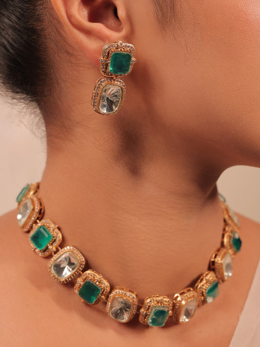 Pahaani Green Kundan Choker Set