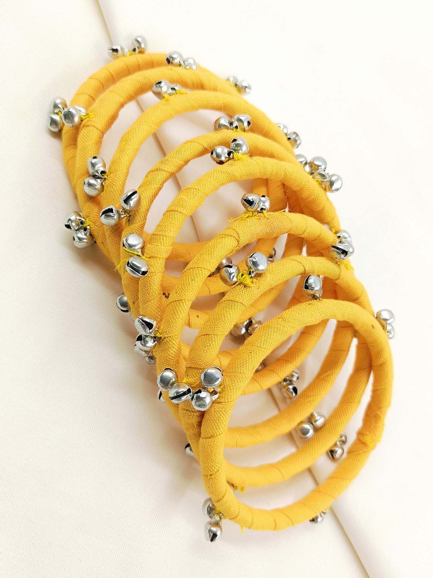 Raza Yellow Fabric Bangles with Ghungroo