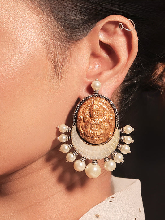 Pratibha White Temple Boutique Earrings