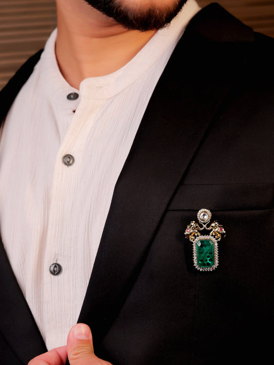 Olena Green Elephant Brooch