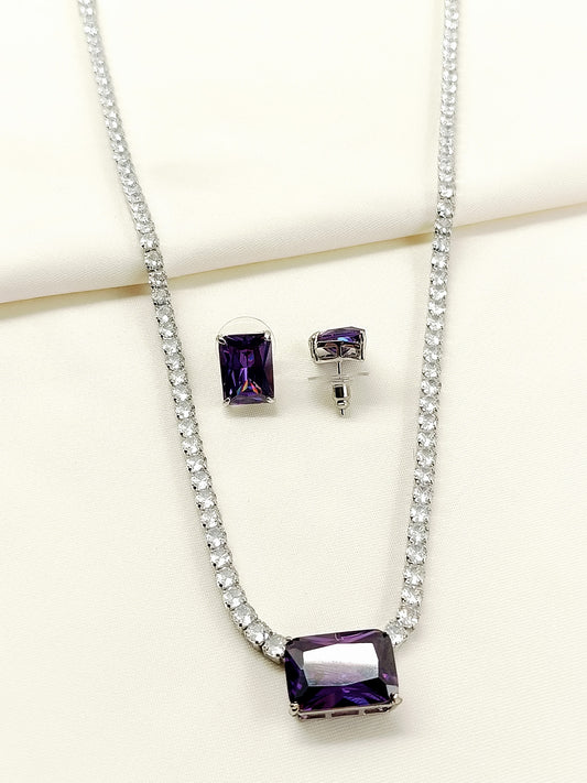 Anric Lavender American Diamond Necklace Set