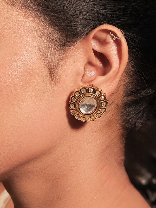 Khushboo White Stone Gold Plated Kundan Tops