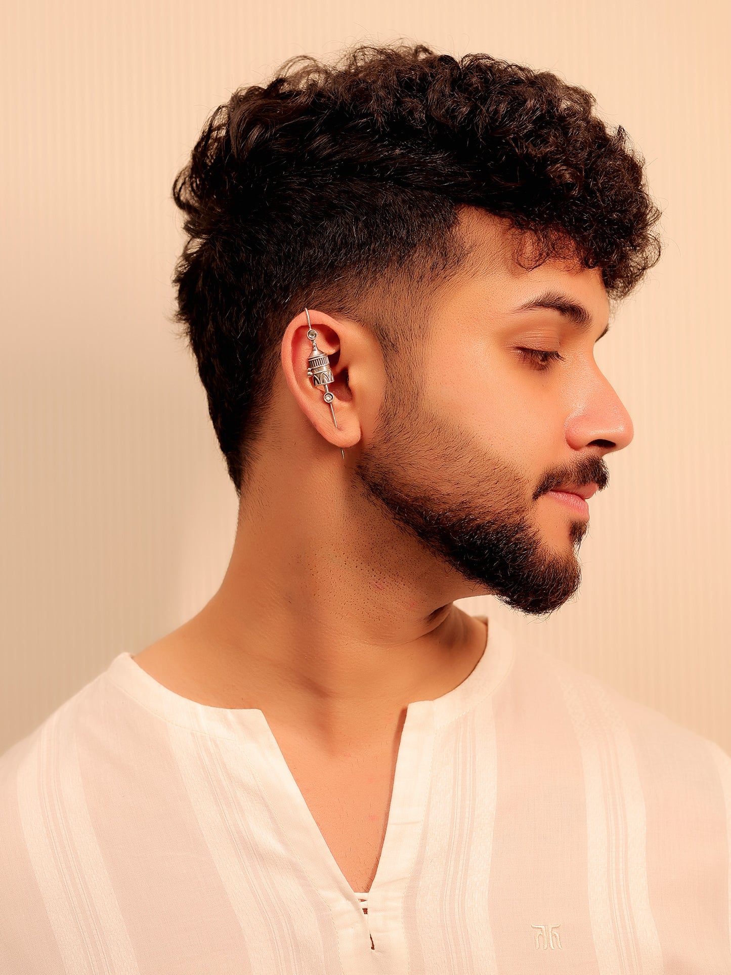Ishaanth White Men's Earcuff