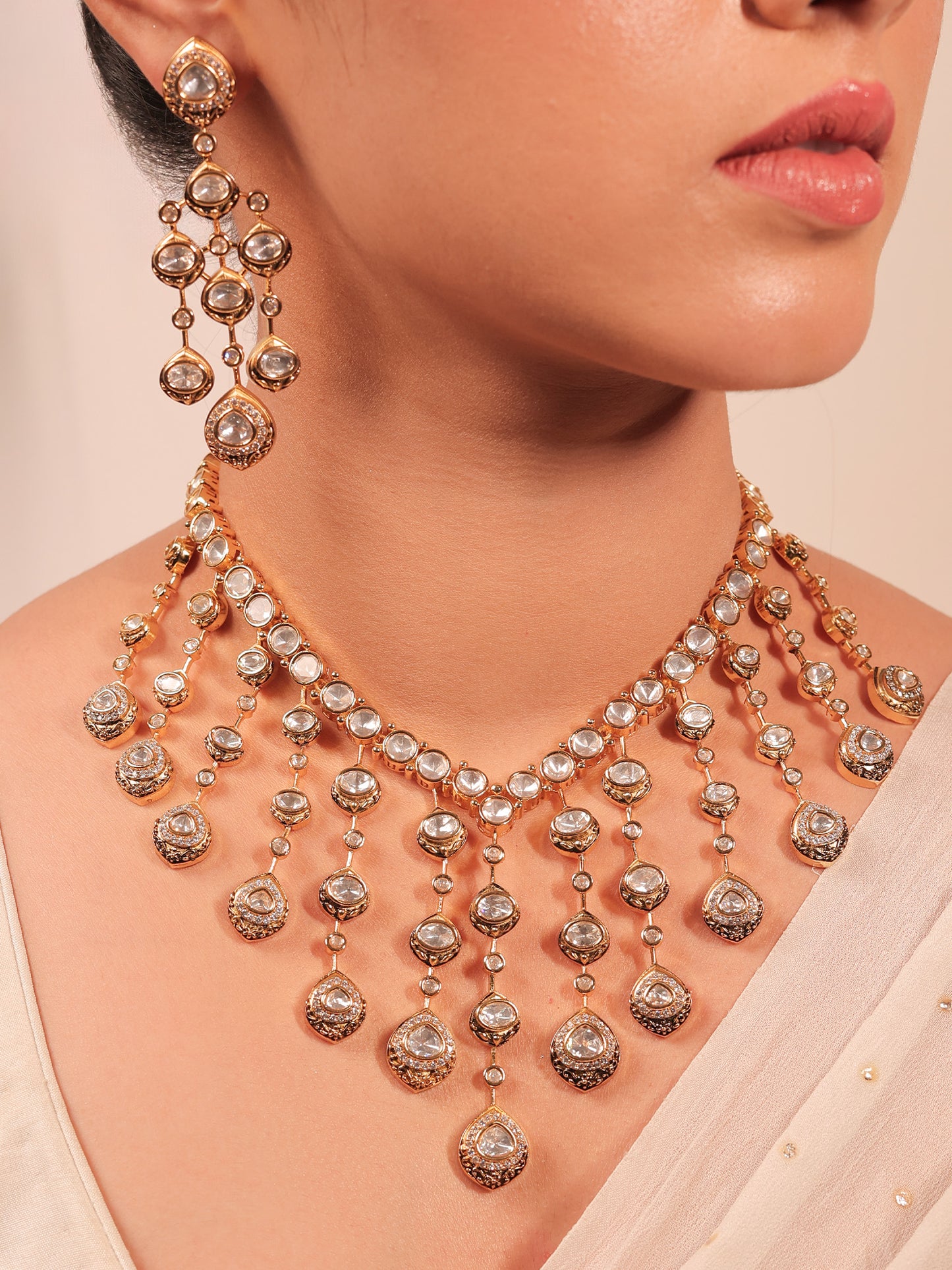 Supriya White Kundan Necklace Set