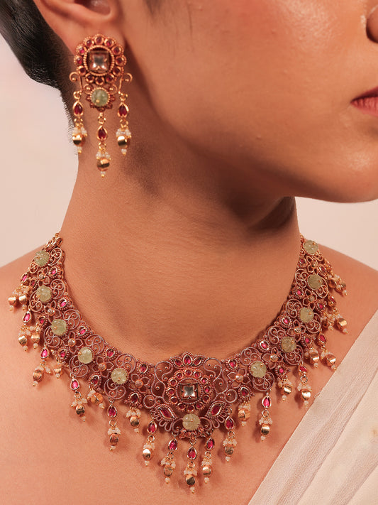 Revti Mint Green Kundan Necklace Set
