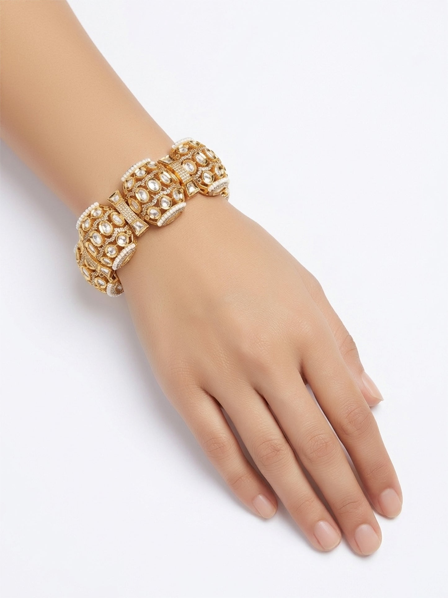 Fayzu White Kundan Bracelet