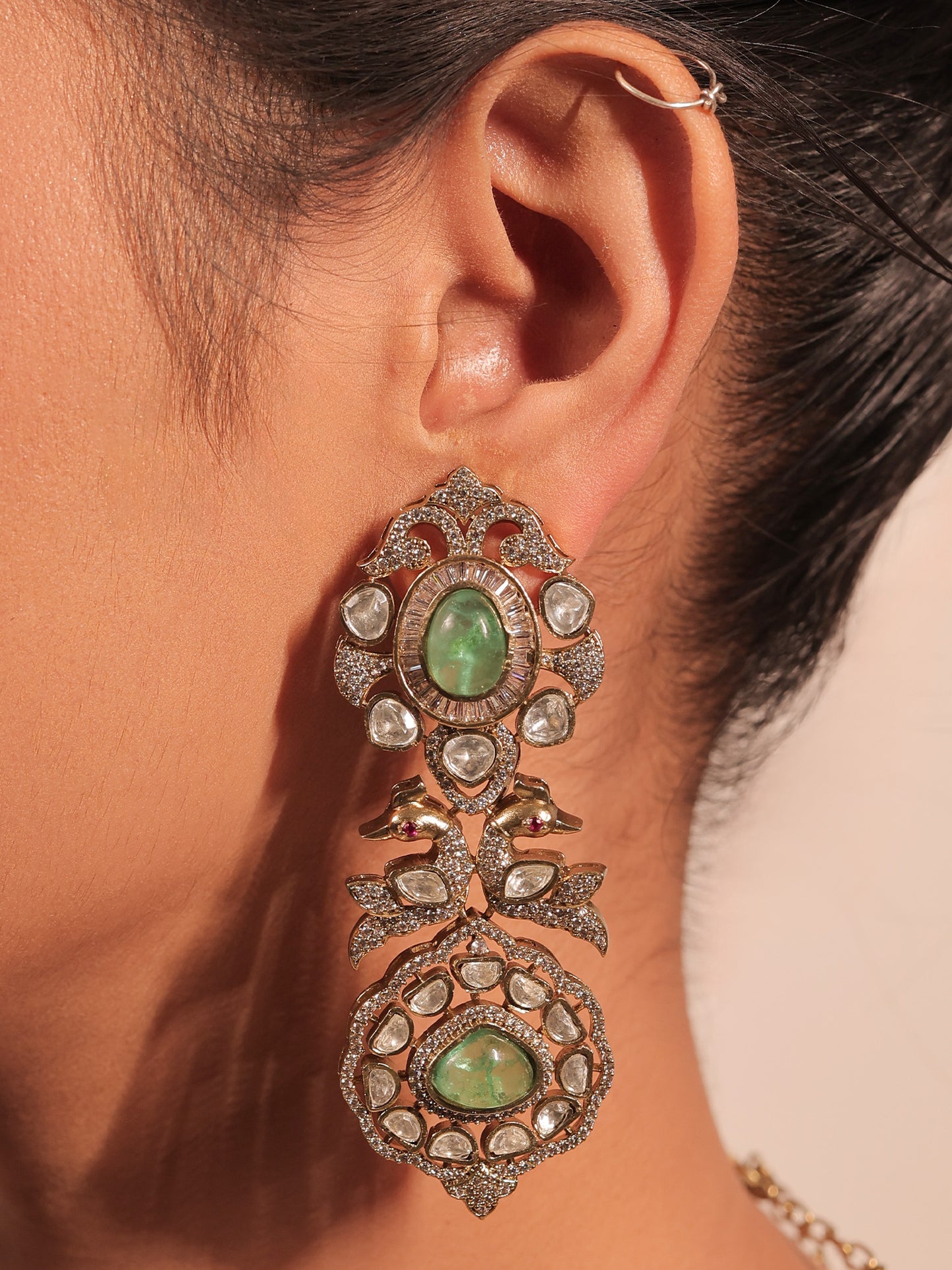 Suhina Mint Green Polki Necklace Set