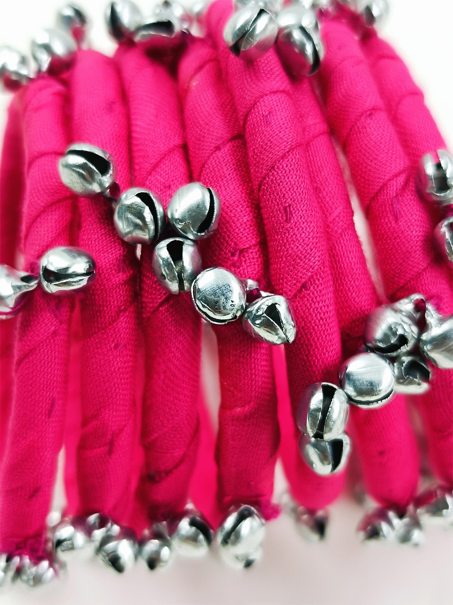 Harshita Majenta Fabric Bangles with Ghungroo