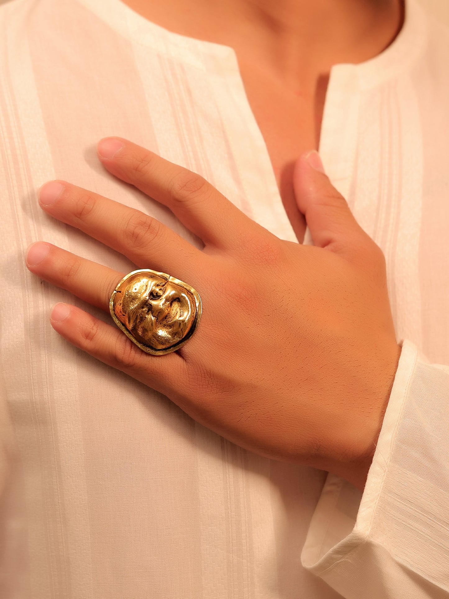 Nabeeha Golden Tribal Finger Ring