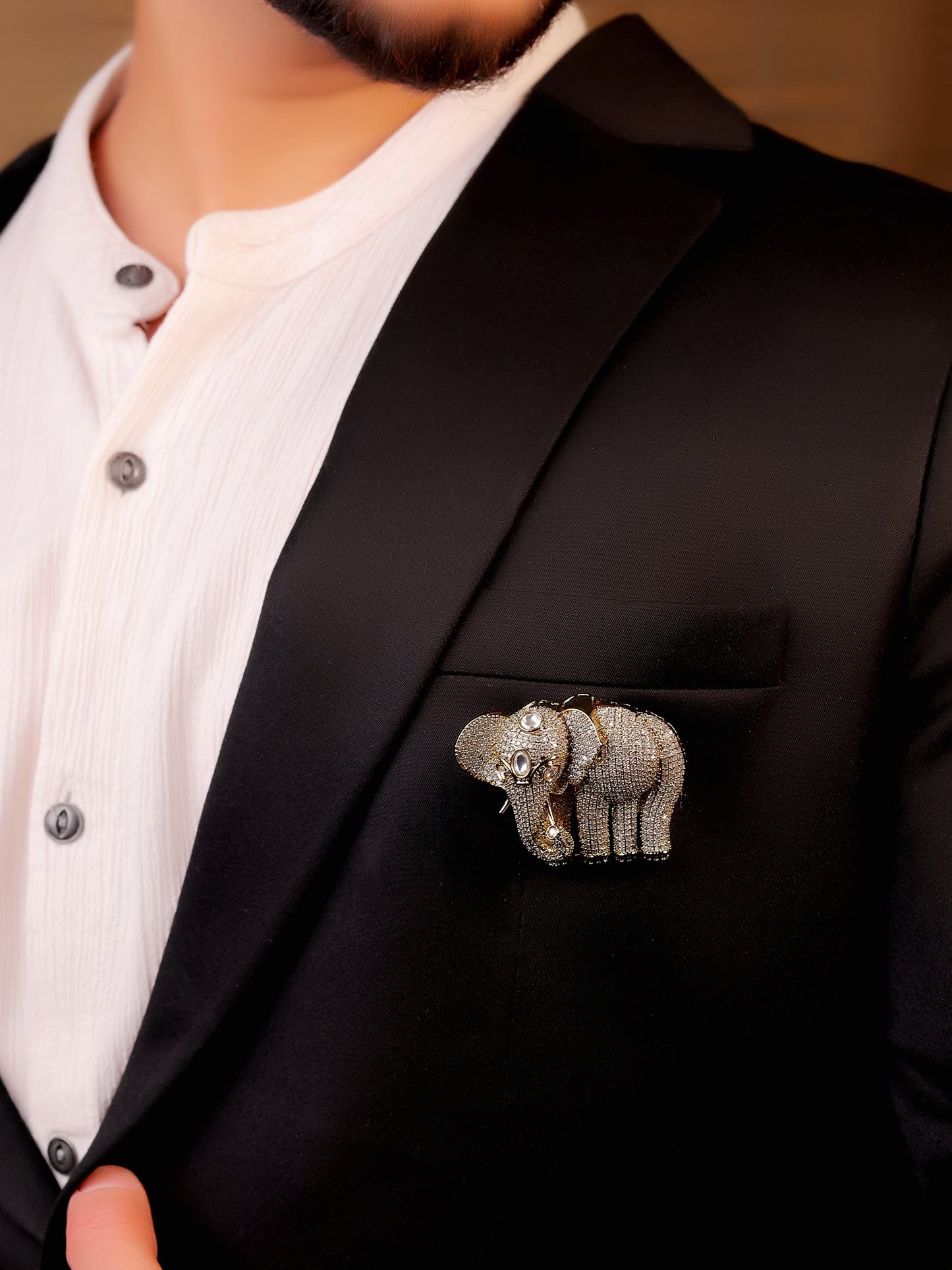 Utkarsh White Elephant Brooch