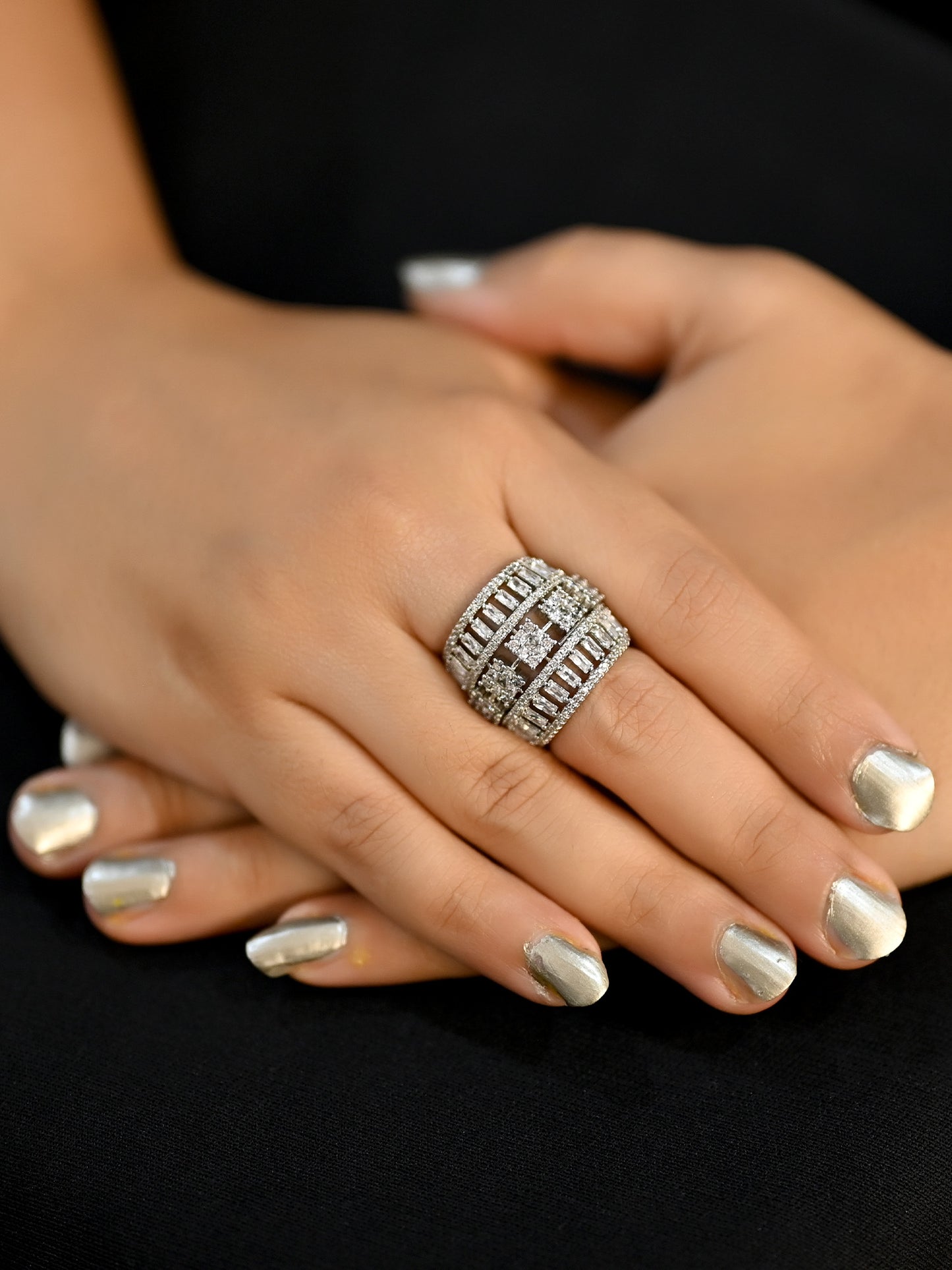 Mukku American Diamond Finger Ring