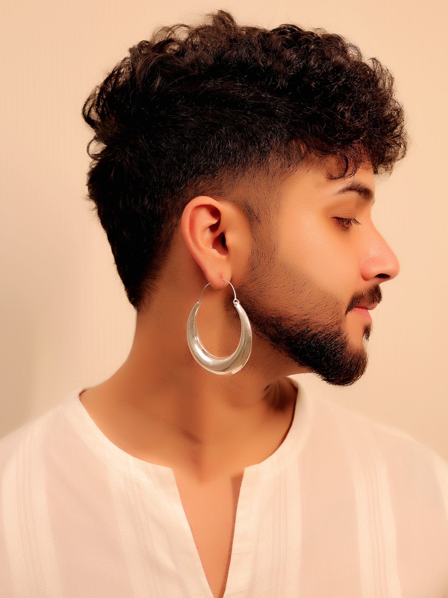 Dinesh Silver Men's Earring