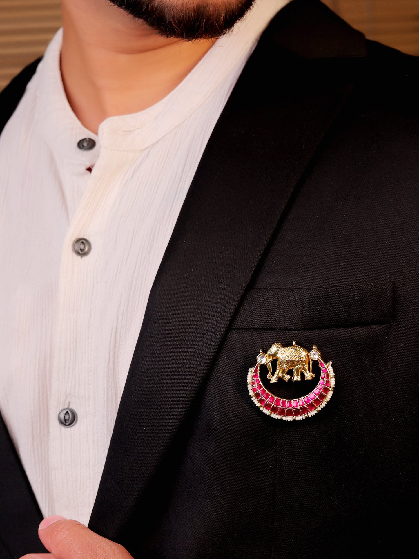 Ishaan Ruby Elephant Brooch