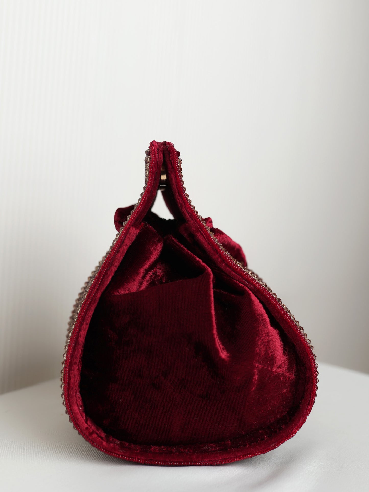 Smita Maroon Silver Beaded Potli Bag