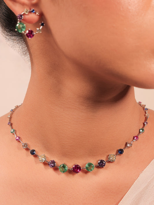 Haisley Multi Colour American Diamond Necklace Set