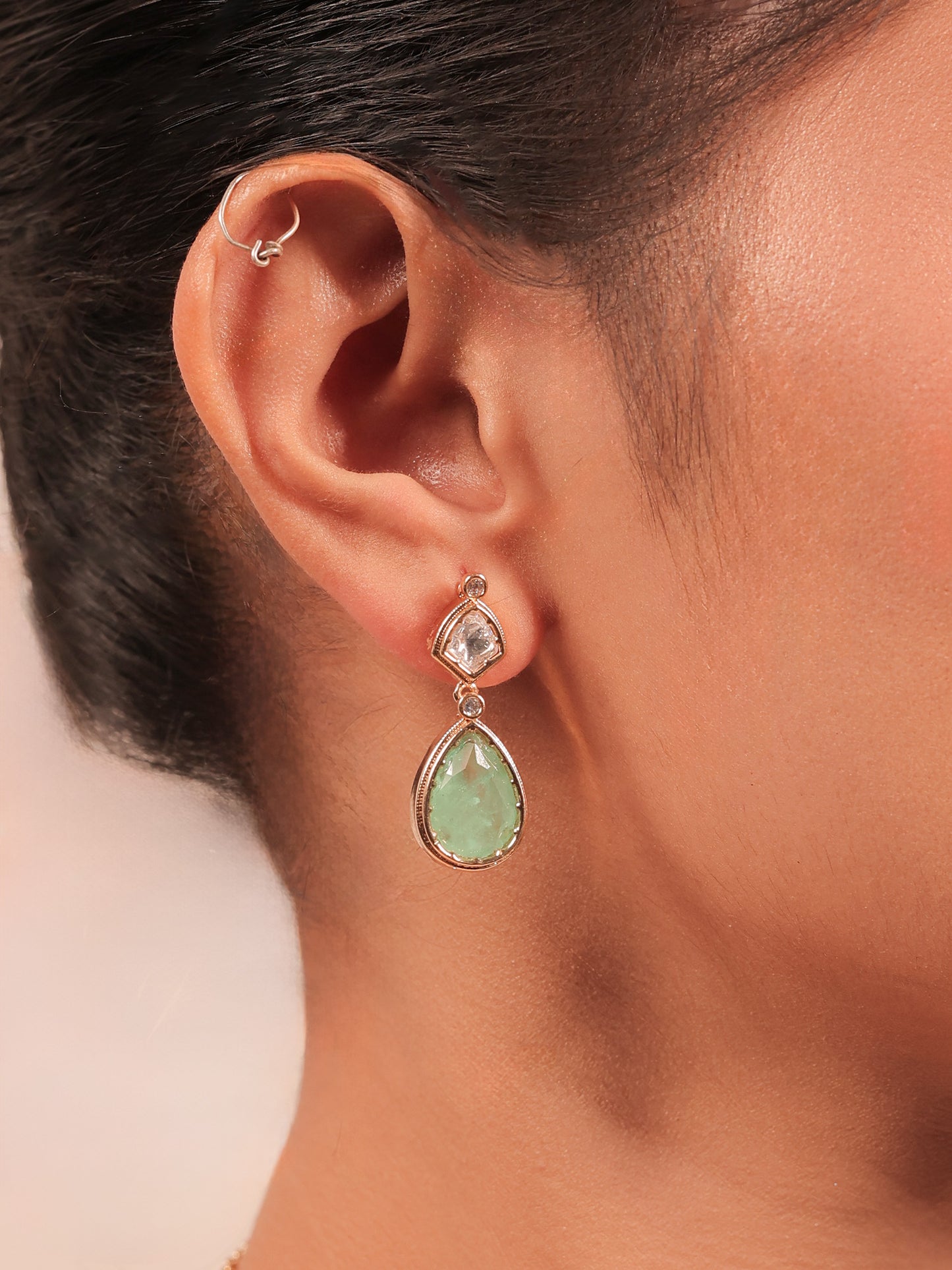 Saima Mint Green Kundan Necklace Set