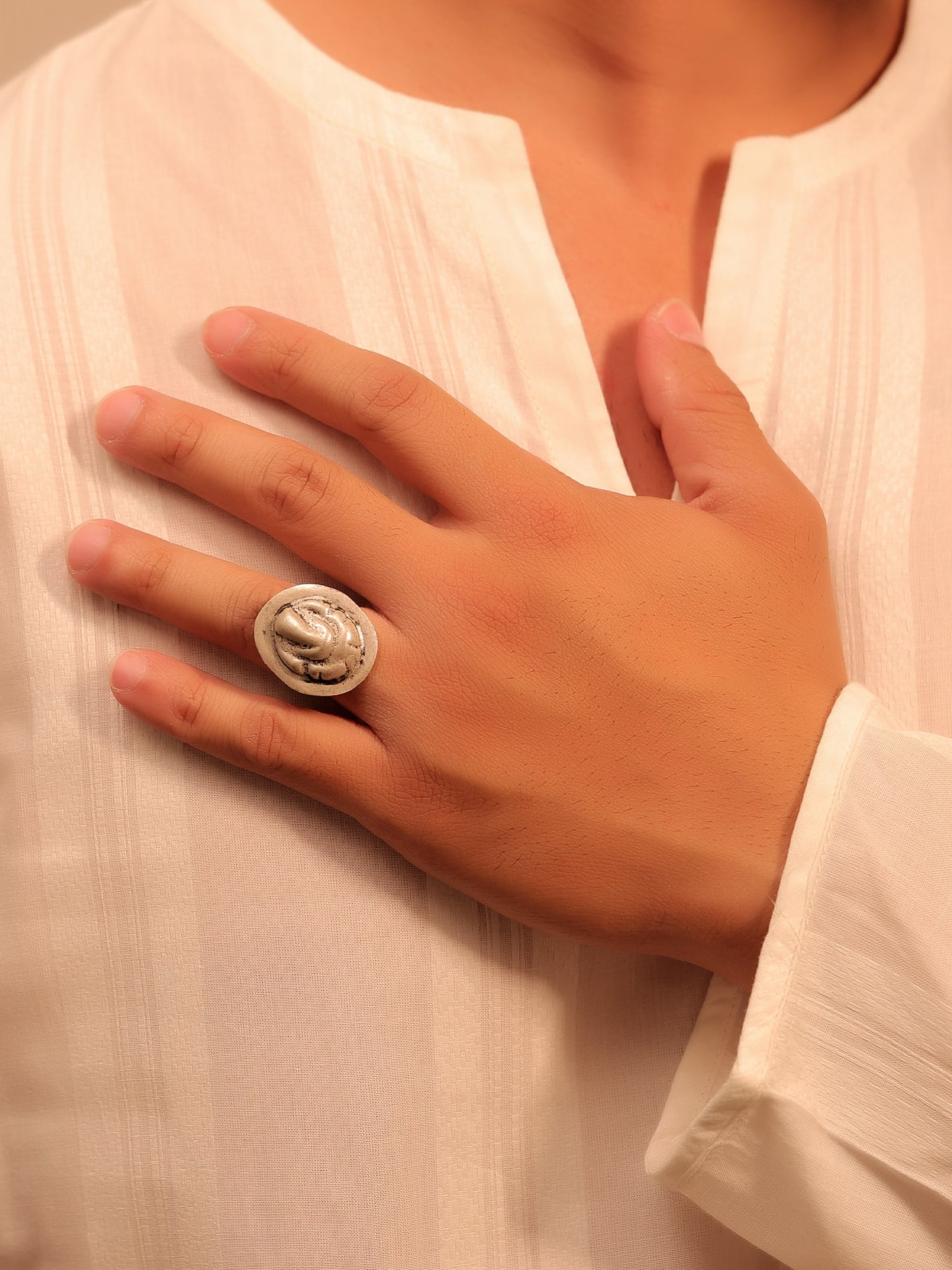 Esha Silver Tribal Finger Ring
