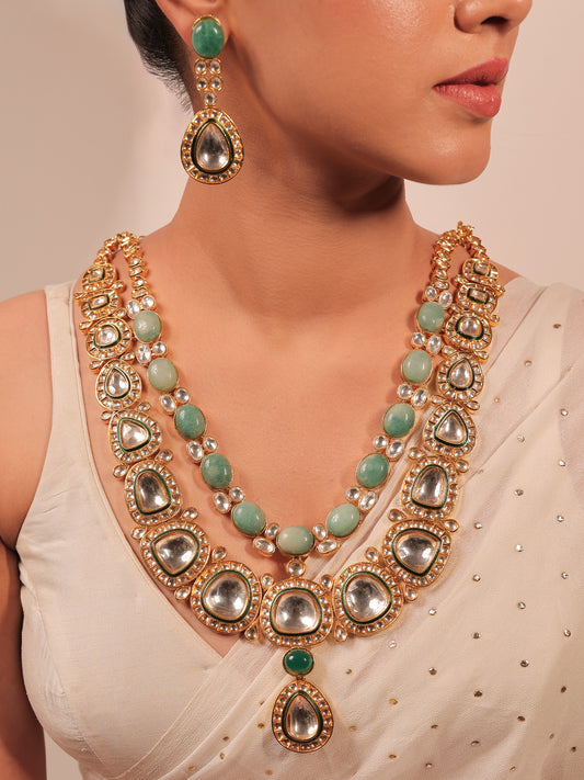 Zinnia Green Kundan Long Set