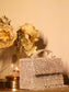 Aksha Silver White Sequence Box Style Clutch