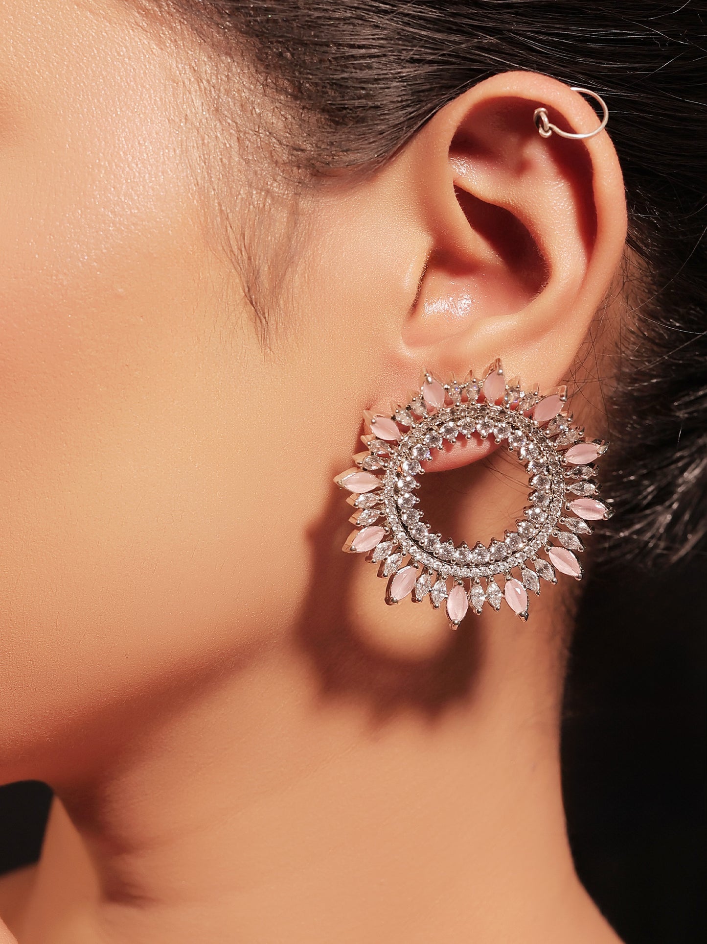 Kanchan Baby Pink American Diamond Silver Plated Tops