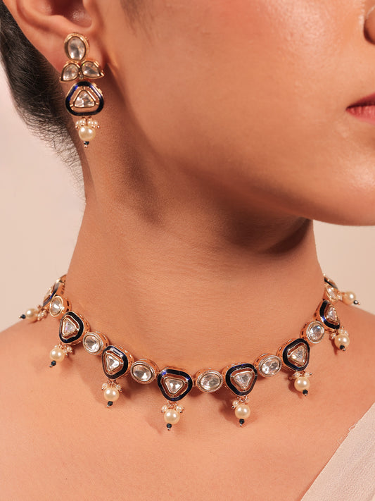 Vriddhi Navy Blue Kundan Necklace Set