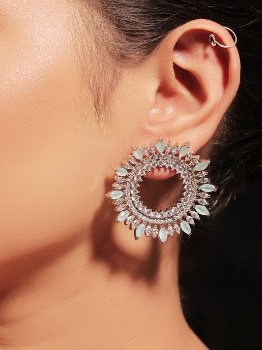Kayra Sky Blue American Diamond Silver Plated Tops
