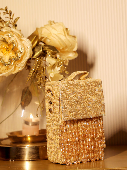Hayat Golden Sequence Box Style Clutch