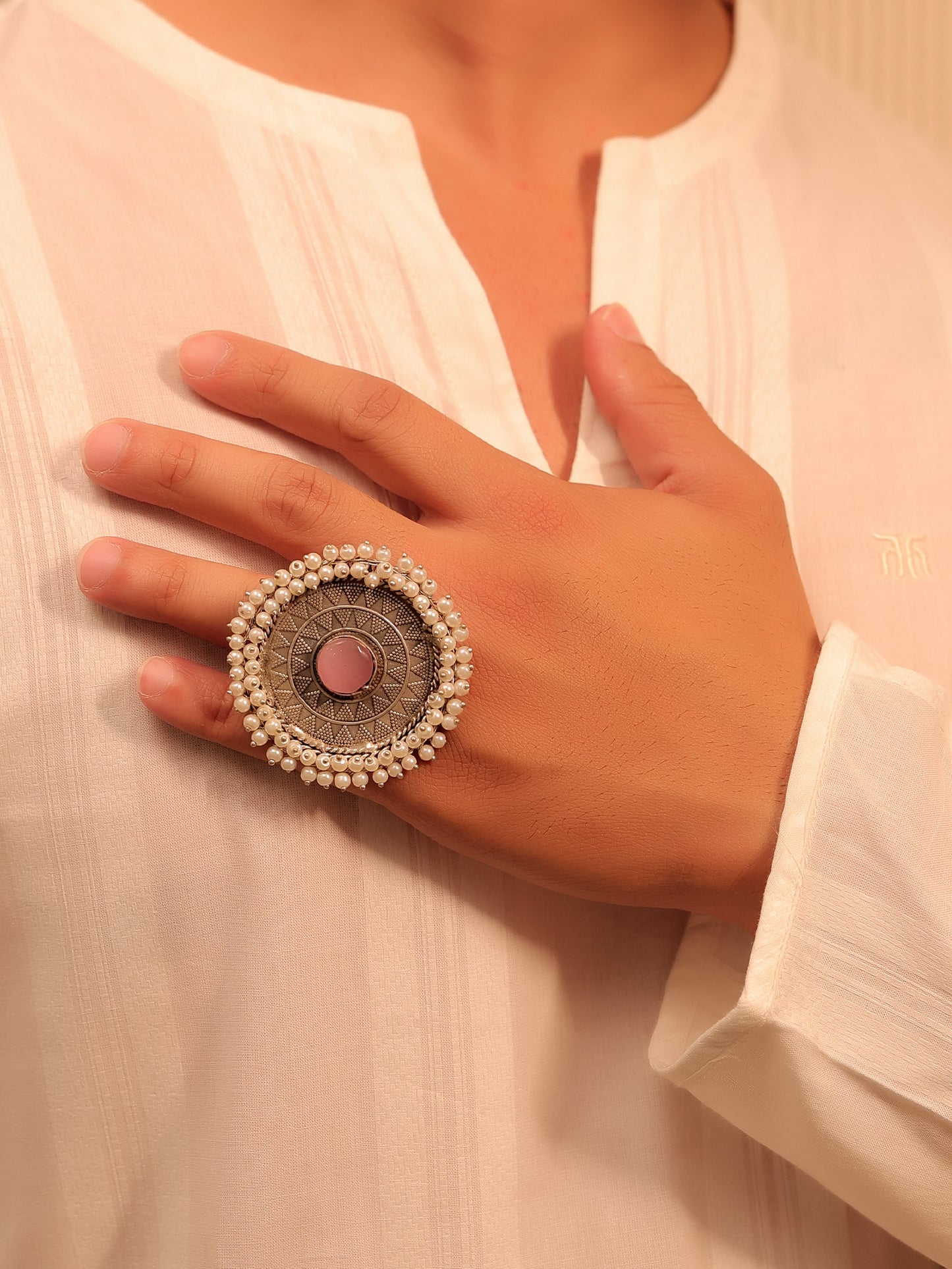 Shireen Baby Pink Men's Finger Ring