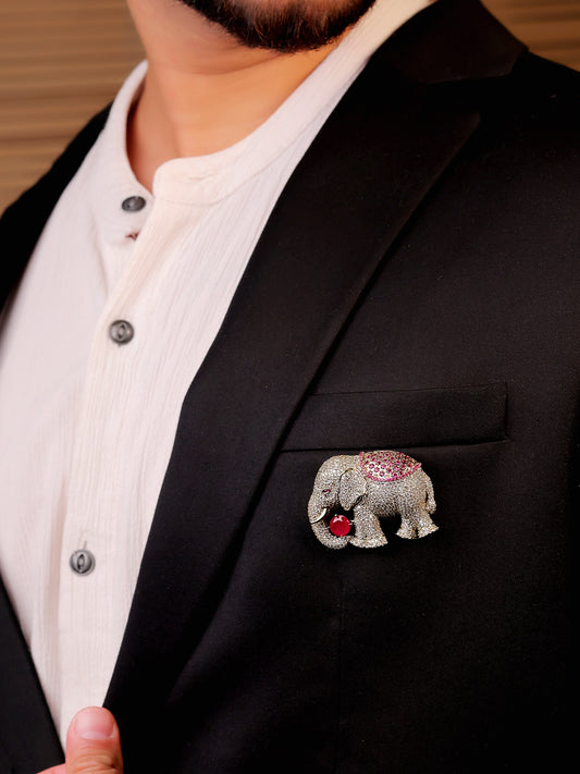 Harshil Ruby Elephant Brooch