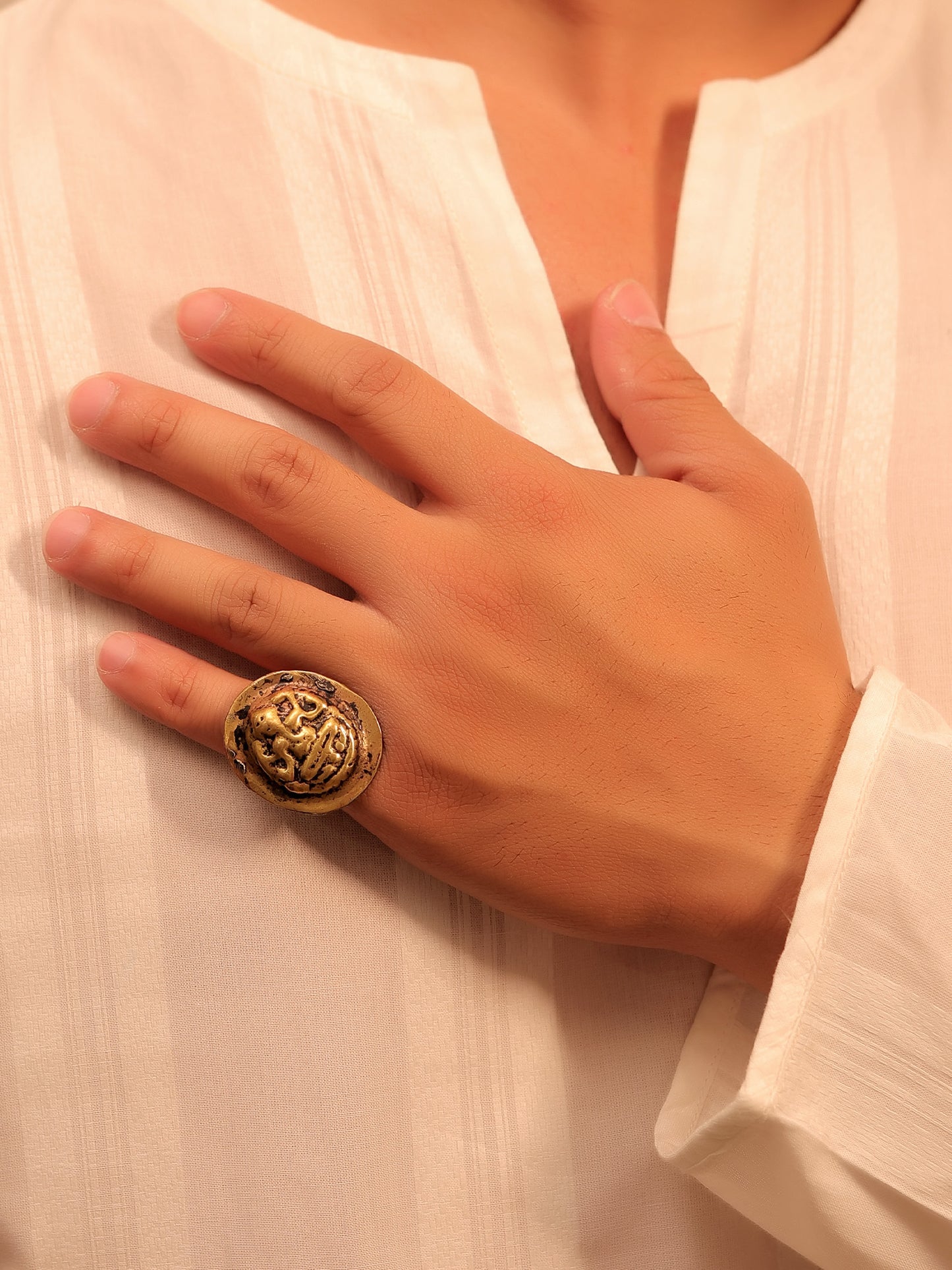 Magda Golden Tribal Finger Ring