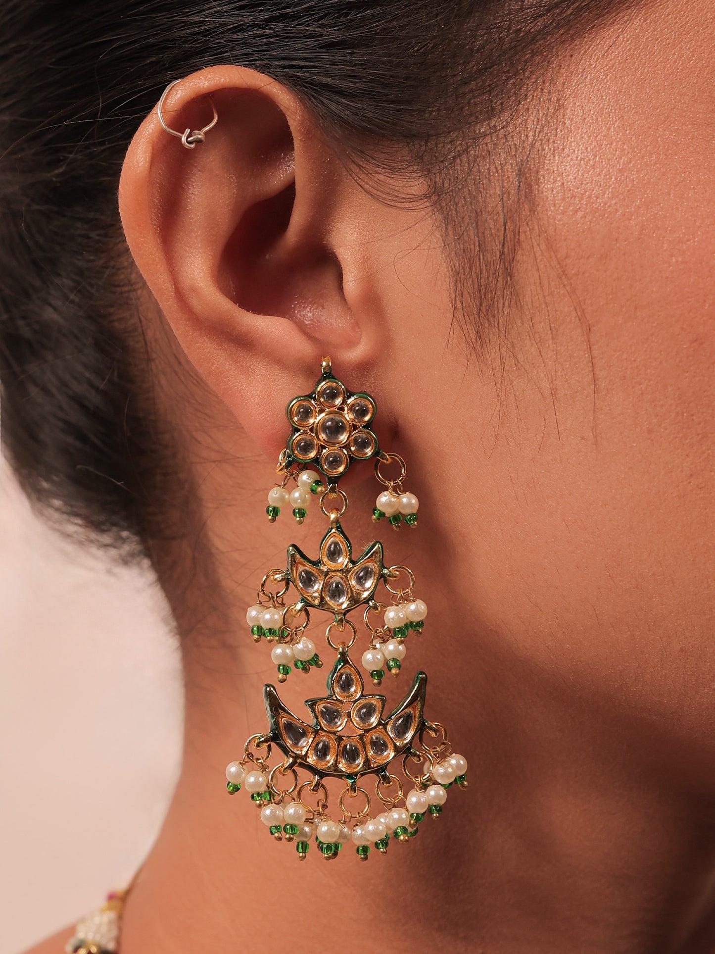 Sayani Green Kundan Necklace Set
