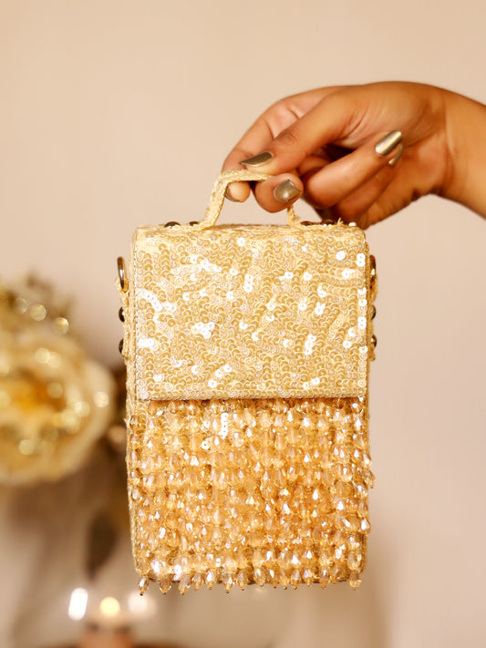 Hayat Golden Sequence Box Style Clutch