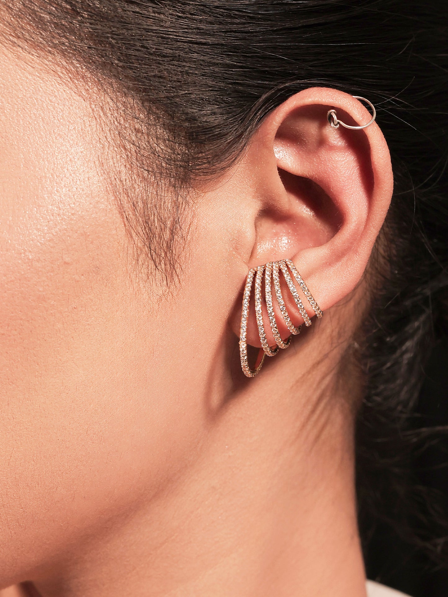 Deepanshi White American Diamond Earcuffs