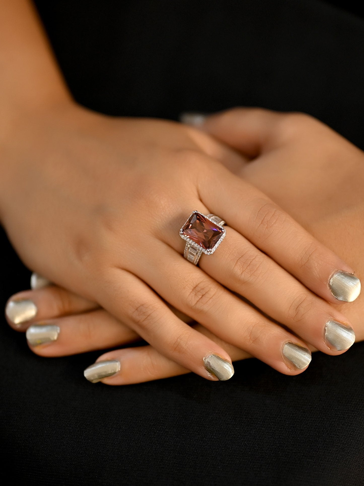 Nadezdha Rosewood American Diamond Finger Ring