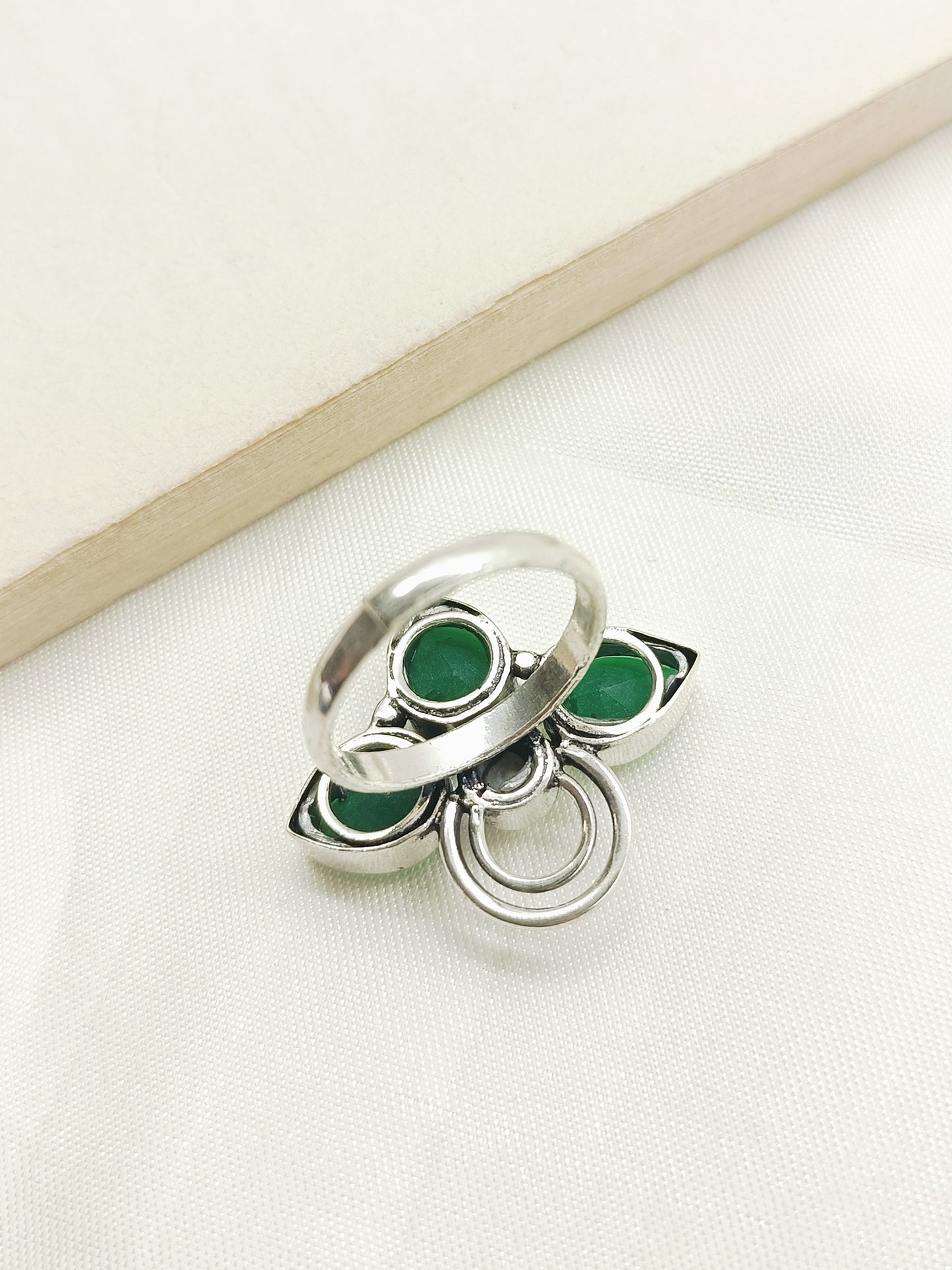 Anni Green Oxidized Finger Ring