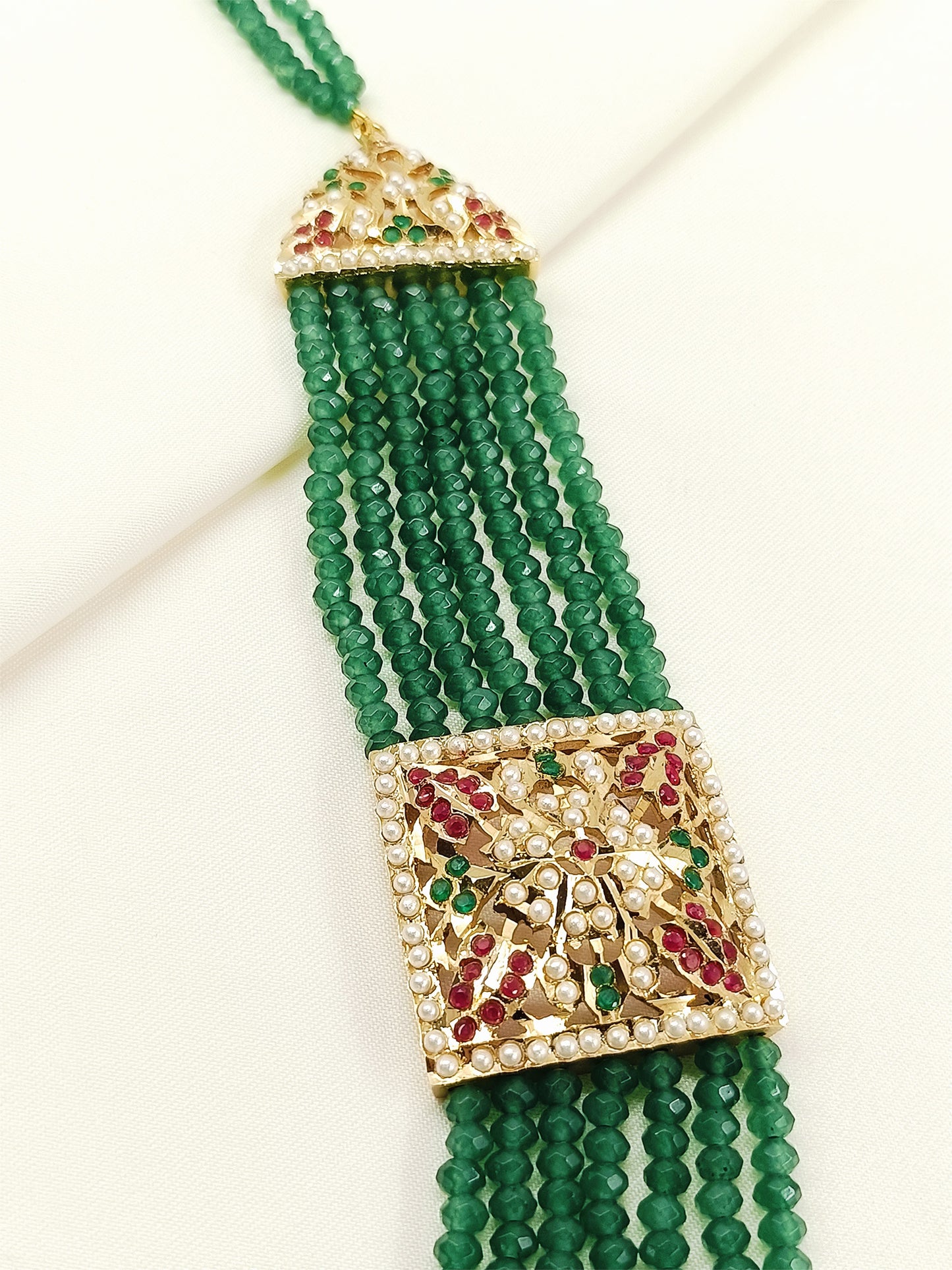 Addarshini Green Jadau Bridal Jewellery Set