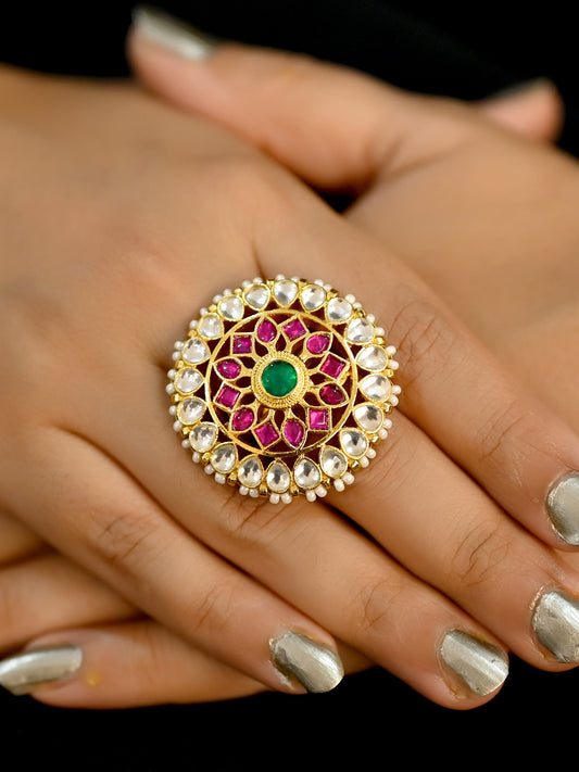 Samidha Ruby Green Kundan Finger Ring