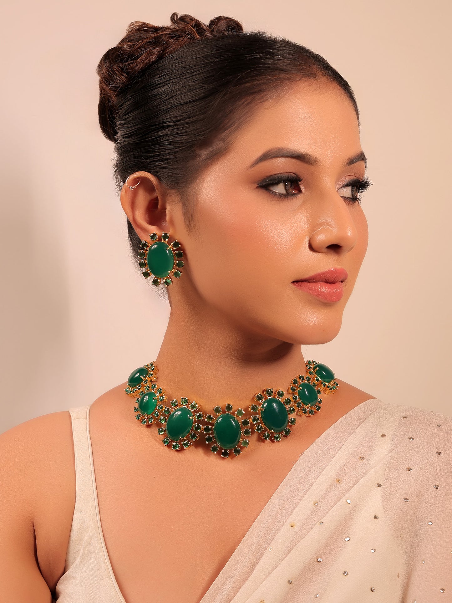 Aurora Green Natural Stone Necklace Set