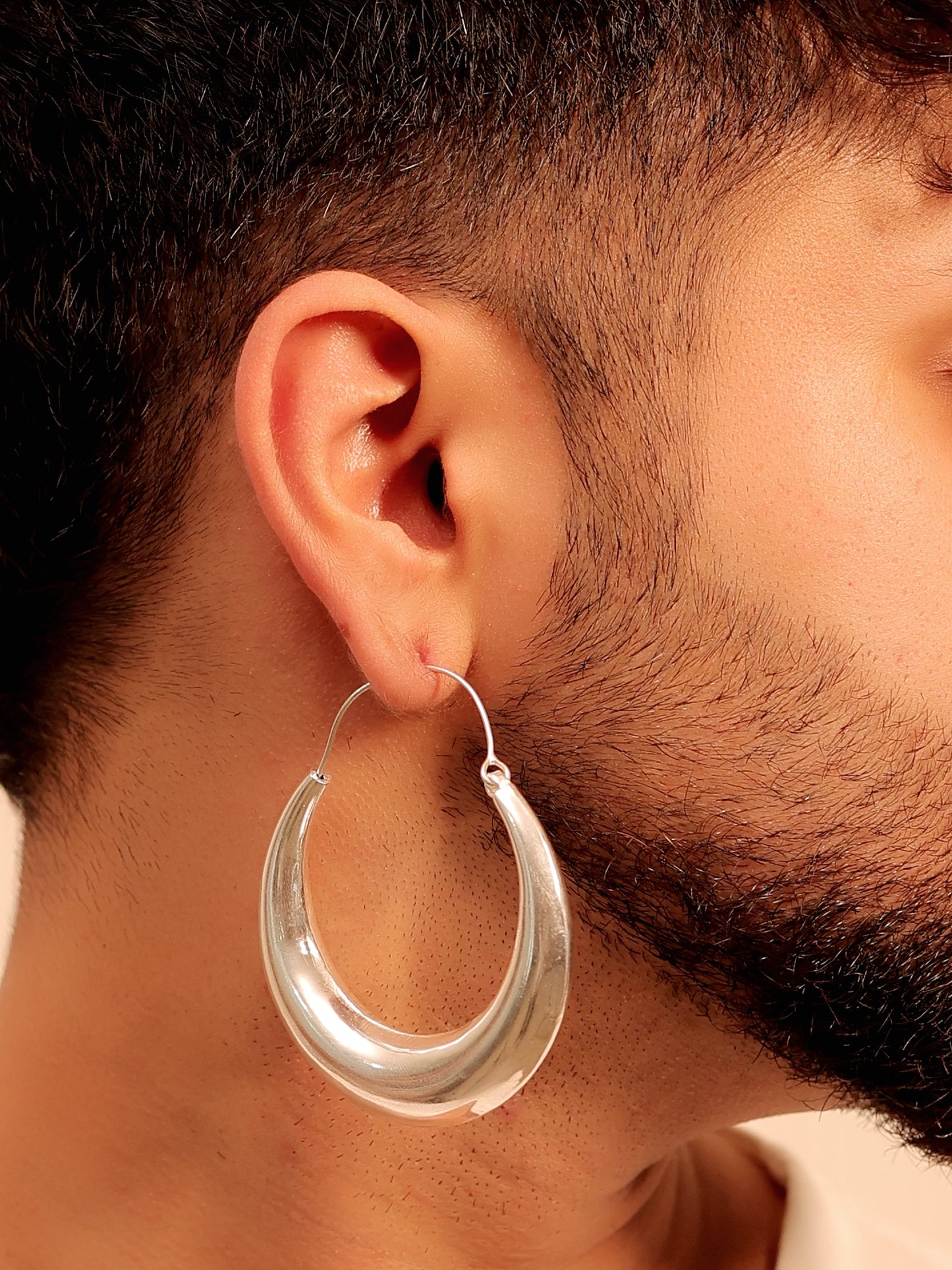 Dinesh Silver Men's Earring