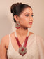 Sayesha Maroon Kundan Polki Long Necklace Set