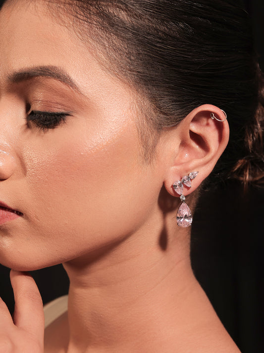 Ruval Baby Pink American Diamond Earring