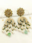 Eva Mint Green Long Kundan Earrings