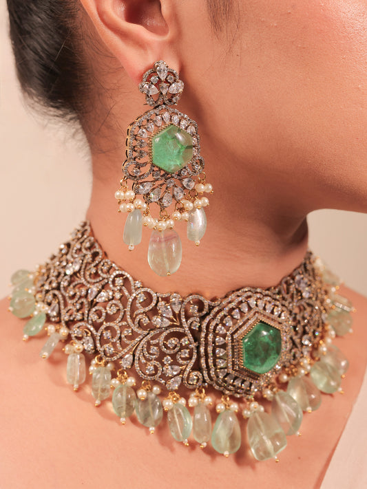 Rajni Mint Green Polki Necklace Set