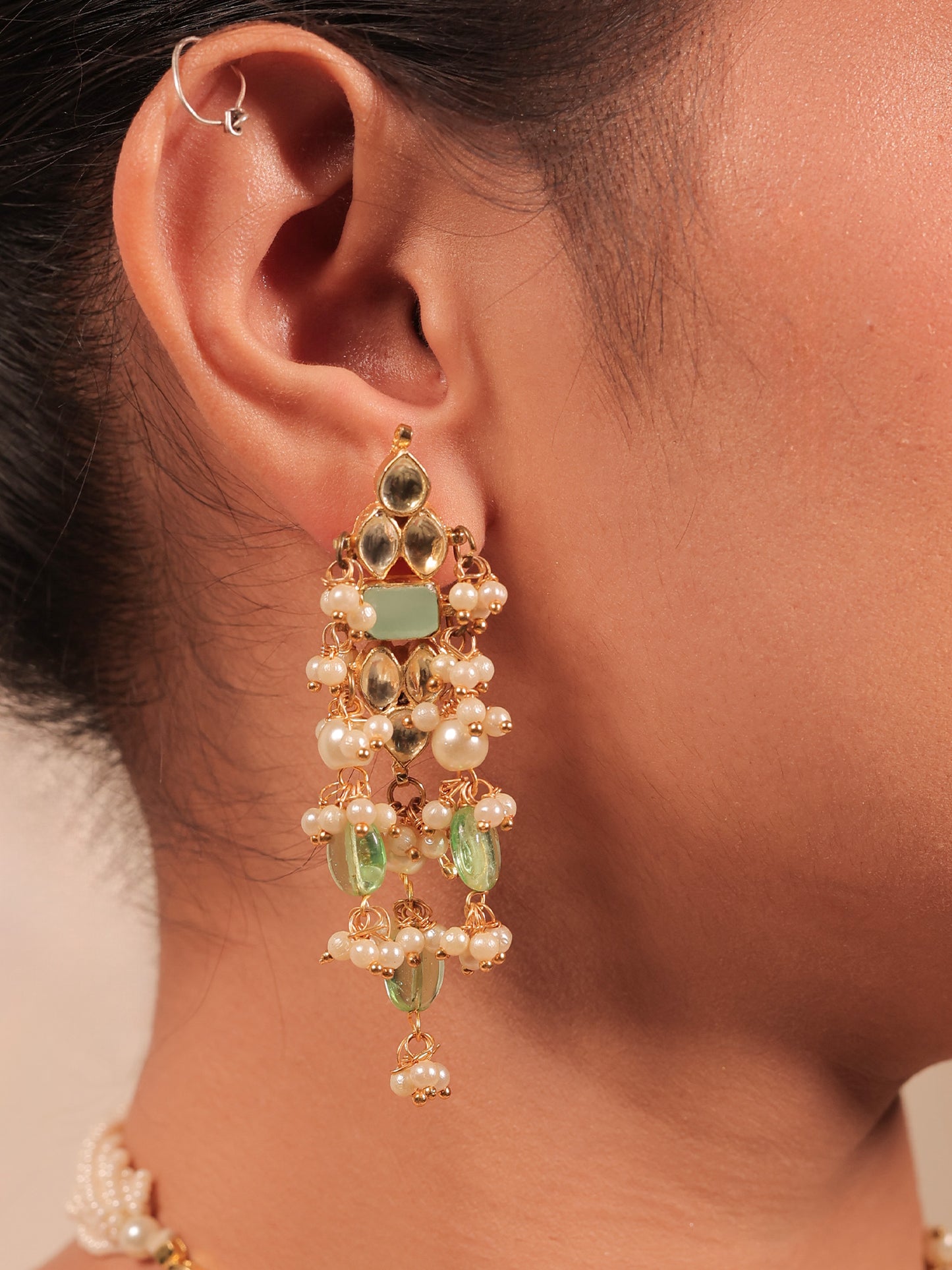 Charbagh Light Green Kundan Necklace Set