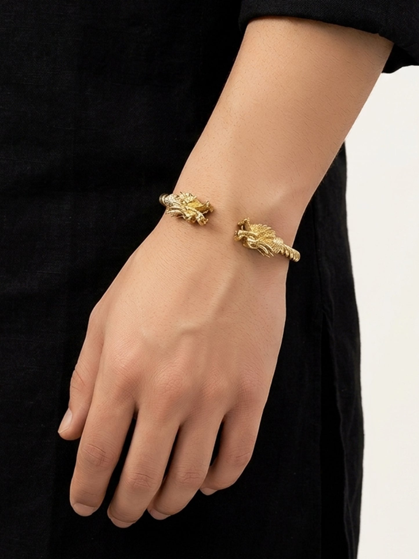 Inay Golden Twin Dragon Men's Bracelet