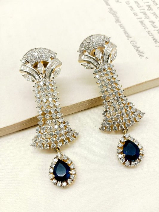 Anukampa Blue American Diamond Earrings