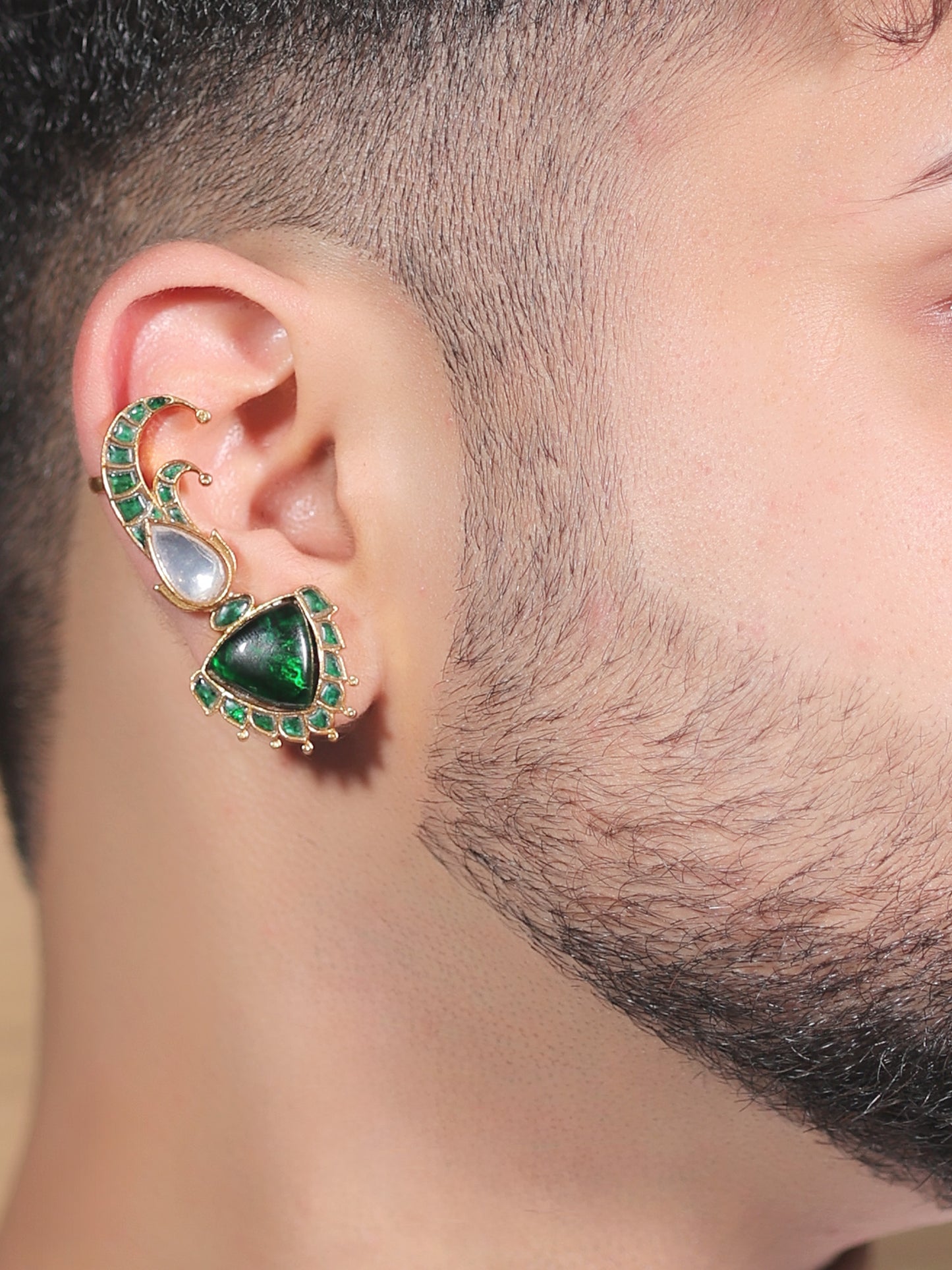 Nikansh  Green Men's Earcuff