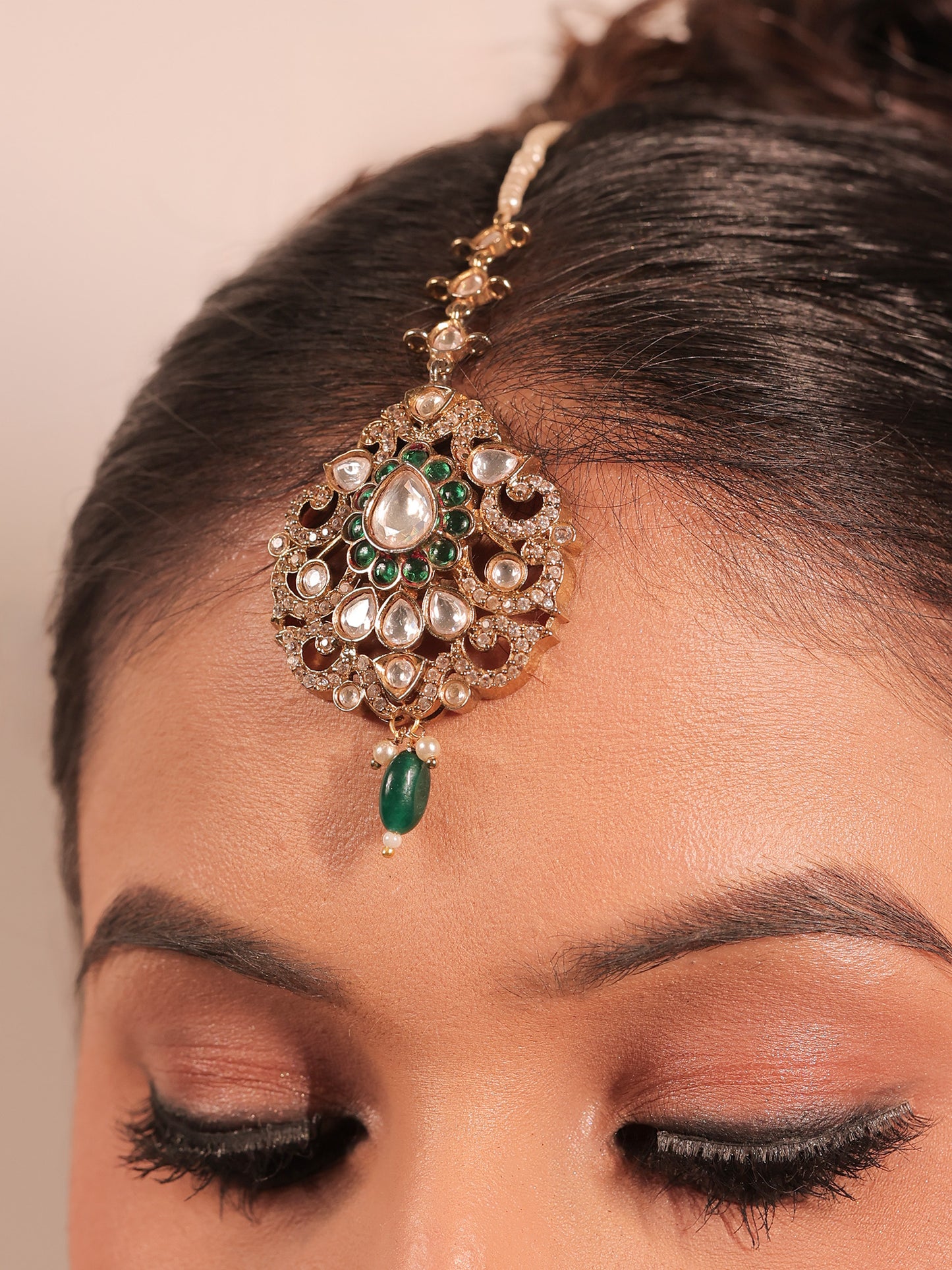 Rimsha Green Kundan Polki Choker Set